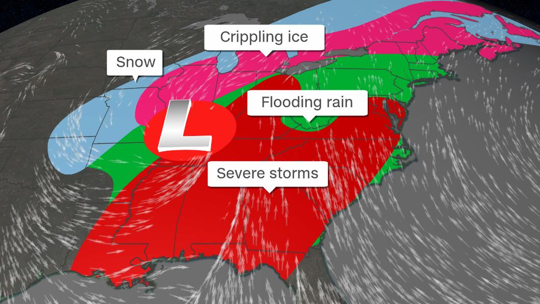 Millions of Americans brace for crippling ice and dangerous tornadoes