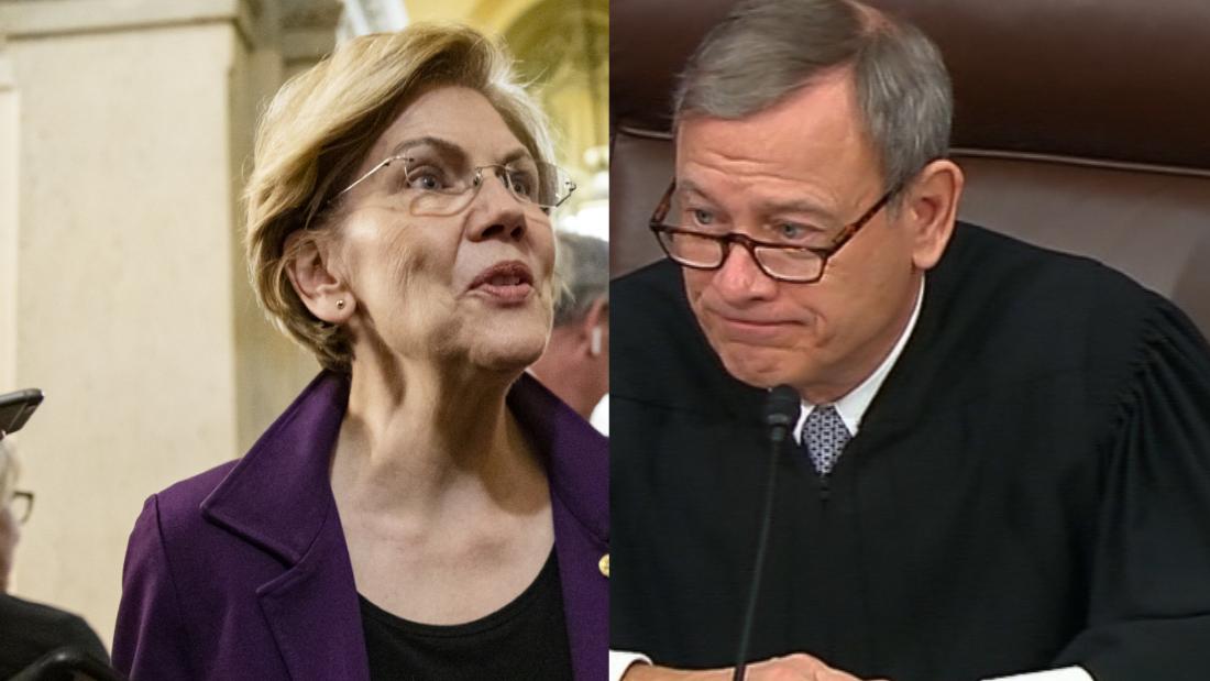Warren’s question takes aim at Chief Justice