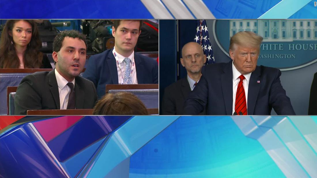 Donald Trump tells reporters they’re sitting too close during coronavirus briefing
