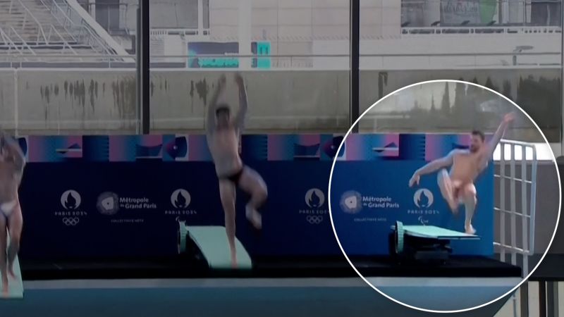 French diver takes a tumble in front of President Macron | CNN