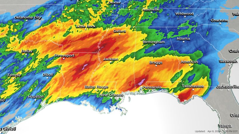 Severe storms threaten flooding, tornadoes and large hail in South and parts of Mississippi Valley today
